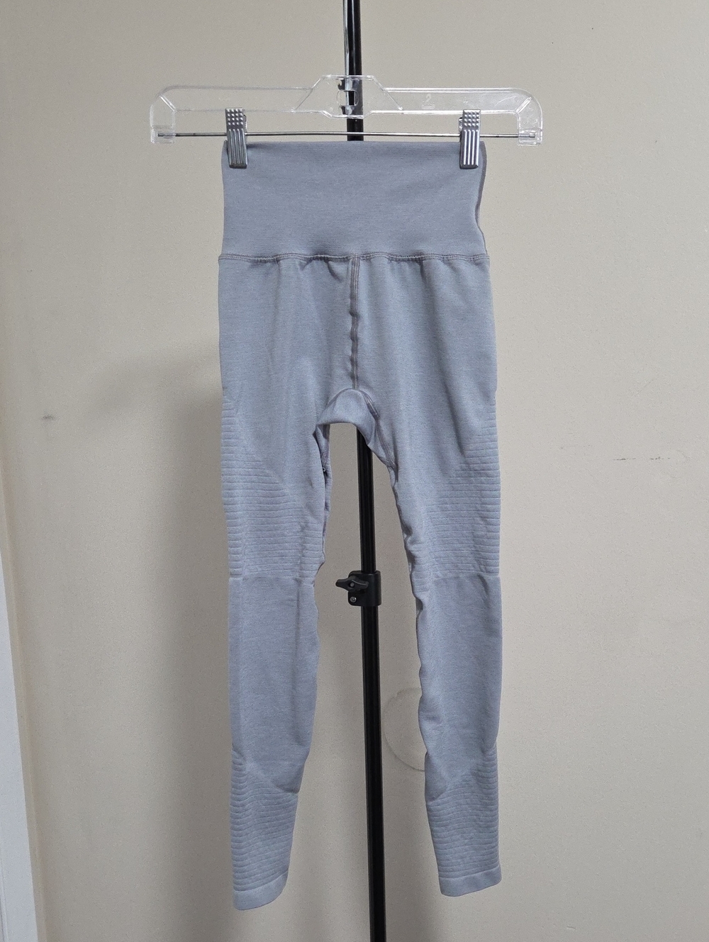 Alphalete Light Gray Ribbed High-Waist Leggings